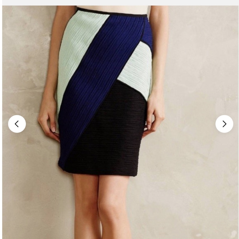 Maeve for Anthropologie color block ruched pencil skirt SZ 0